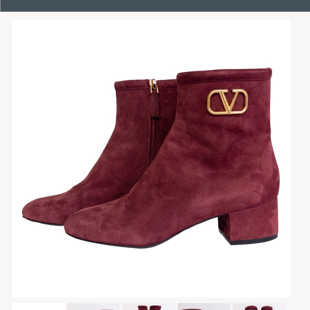 Valentino Garavani Burgundy ankle boots